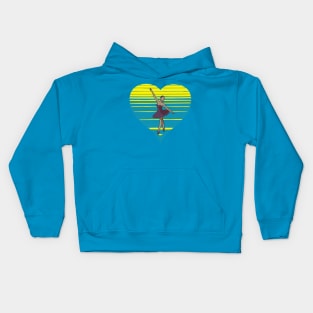 Ballet lover, sunset heart. Ballerina and dance instructor gift Kids Hoodie